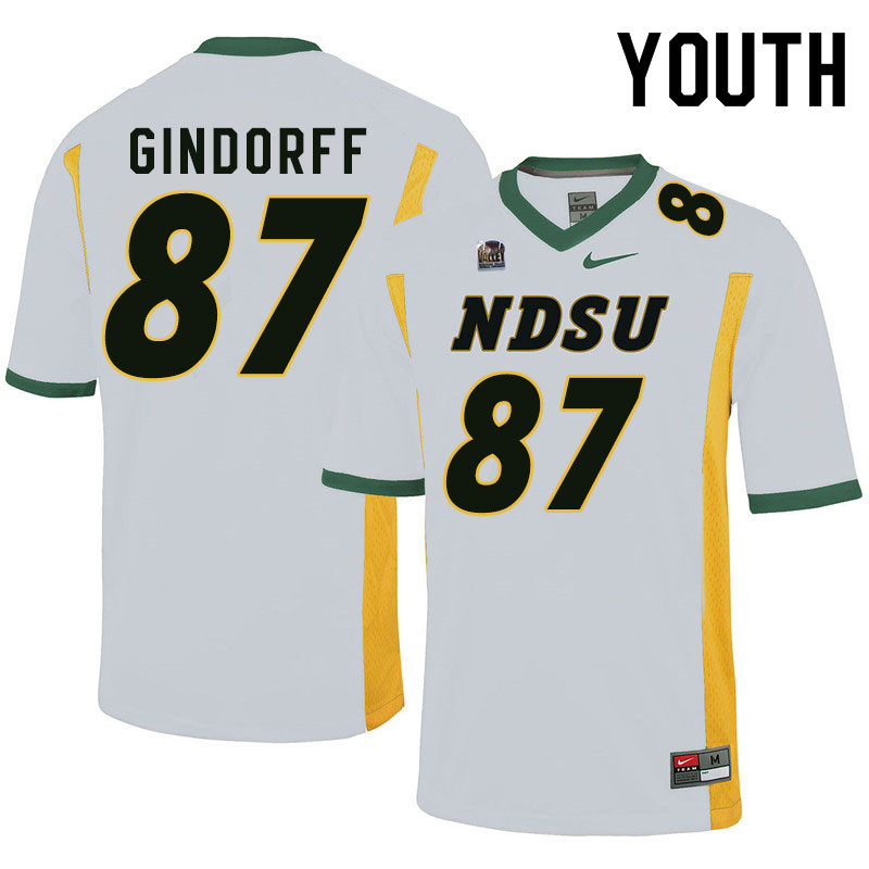 Youth #87 Noah Gindorff North Dakota State Bison College Football Jerseys Sale-White - Click Image to Close